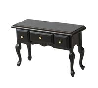 FONGKNOX Dollhouse Writing Desk with Drawer Wooden Desk Miniature Doll House Table Miniature Computer Desk Model for Building DIY Projects Black