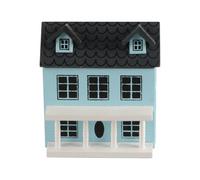FONGKNOX Miniature House Kit Mini Village Houses Model DIY Mini Villa Doll House Craft Model Wooden Dollhouse Blue