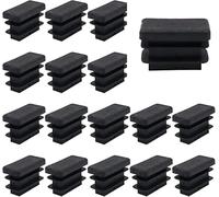 FONGKNOX Pack of 20 Rectangle Black Plastic End Caps 10 x 20mm End Plugs Tube Anti-Slip Mat Insert for Chair Desk Table Bed Furniture Foot Plug Steel Pipe Cover
