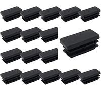 FONGKNOX Pack of 20 Rectangle Black Plastic End Caps,15 x 30mm End Plugs Tube Anti-Slip Mat Insert for Chair Desk Table Bed Furniture Foot Plug Steel Pipe Cover