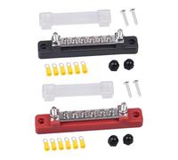 FONGKNOX Set of 12V to 48V 150A Busbar 6-Way 6 Terminals Red & Black Power Distribution Blocks with Terminal Studs and Cover Positive and Negative for Car Van RVs Trailers Trucks Boats Yacht DIYs
