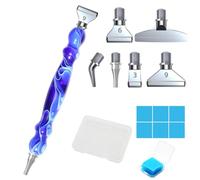 FONGKNOX Set of 15 Diamond Painting Accessories Tools Screw Thread Tips One Diamond Art Pen 6 Pieces Stainless Steel Tips 6 Glue Clays for DIY Craft Blue