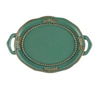 FONGKNOX Vintage Decorative Tray Resin Mirror Tray Oval Display Tray Cosmetic Tray Vintage Decor Antique Trinket Dish Desk Tray Jewelry Photo Props Light Green