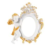 FONGKNOX Vintage Resin Frame Angel Jewelry Display Frame Oval Shape Picture Frame Retro Embossed Small Antique Picture Frame for Photography Table Top Display Frame Home Decor