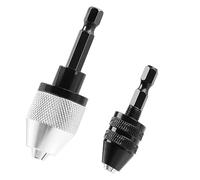 Fongmore 2 Pcs 1/4 Inch Hex Shank Keyless Drill Chuck Bit Fast Change Converter Extension Screwdriver Drill Adapter Impact Drill Tool 0.3-6.5 mm 0.3-3.6 mm
