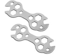 Fongmore 2-Piece 10-in-1 Bike Multitool Wrench Set - Hexagon Wrench, Hex Spanner, Snap Tools - A3 Galvanized Steel, Silver