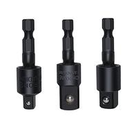 Fongmore 3Pcs 1/4" 3/8" 1/2" Bits 360°Rotatable Impact Grade Socket Adapter Extension Set Turns Power Drill Into High Speed Nut Driver For Cordless Drills Ratchet Extension
