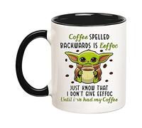 Fonhark - Alien Mug, Coffee Spelled Backwards is Eeffoc, Just Know That I Don't Give Eeffoc Until I've Had My Coffee, 11 Oz Novelty Coffee Mug/Cup