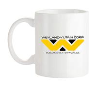 Fonhark - Aliens Mug, WEYLAND YUTANI CORP Logo, Building Better Worlds, 11 Oz Novelty Coffee Mug/Cup, White