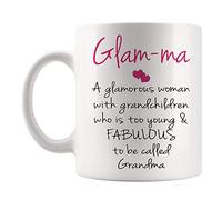 Fonhark - Grandma Mug, Glam-Ma Glamorous and Fabulous, Nana Mug, 11 Oz Novelty Coffee Mug/Cup, White