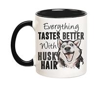 Fonhark - Husky Mug, Everything Tastes Better With Husky Hair, Siberian Husky, Husky Lover Mug, 11 Oz Novelty Coffee Mug/Cup
