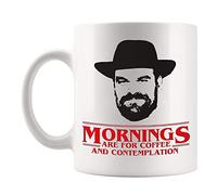 Fonhark - Whitelf Chief Mug, Mornings are for Coffee Contemplation, 11 Oz Novelty Coffee Mug/Cup, White