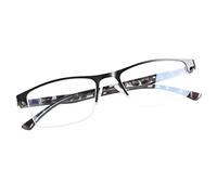 FONHCOO Half Frame Reading Glasses, Metal Mens Reading Glasses with Spring Hinges Blue Light Blocking Ladies Reading Glasses Black 1.75, 27 grams
