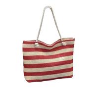 FonHNDG Beach Straw Bag Women Straw Shoulder Bag Color Contrast Beach Handbag Large Capacity Simple Ladies Summer Daily(Red)