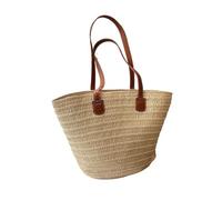 FonHNDG Beach Straw Bag Women's Large Capacity Shoulder Bag Summer Straw Woven Basket Handbag Female Beach Shopper Tote(Beige)