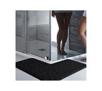 FonHNDG L-Shaped Bathroom Rug L-shaped Bathroom Absorbent Foot Mat Solid Color Shower Room Door Non-slip Floor Thick Toilet Entrance(Black,150x150x45cm)