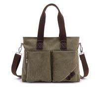 FonHNDG Laptop Bag Washable Canvas Bag Leather Briefcase Travel Suitcase Messenger Shoulder Tote Pack Handbag Large Casual Business Laptop Bags(A06,12.9-13.1 inch)