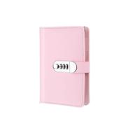 FonHNDG Lockable Diary A5 A6 90Pages Password Book with Lock Diary Binder Refillable Paper with Pen Card Slot Leather Notebook Journal Student Notepad(A6 Pink)