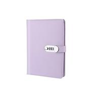 FonHNDG Lockable Diary A5 A6 90Pages Password Book with Lock Diary Binder Refillable Paper with Pen Card Slot Leather Notebook Journal Student Notepad(A5 Purple)