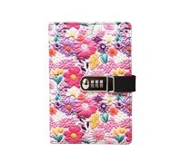 FonHNDG Lockable Diary A5 Password Notebook Flower Diary With Lock Girls Journals 260 Pages Lined School Stationery Office Notes(Flower B)