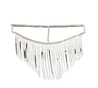 FonHNDG Rhinestone Tassel Face Veil Geometric Chain Performance Mask