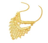 FonHNDG Rhinestone Tassel Face Veil Multi Layer Belly Dance Coin