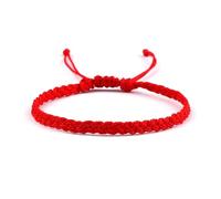 FonHNDG Woven Rope Bracelet Adjustable Waterproof Wax String Bracelet for Women Men Handmade Woven Friendship Prayer Jewelry(Red)