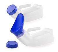 fonice 2 Pack Unisex Urinals, Plastic Urine Bottles for Men and Women, SpillProof Screw Cap Lid, Portable Toilet Urinals Ideal for Car Travel Outdoor (2x Urinal - White and Blue)