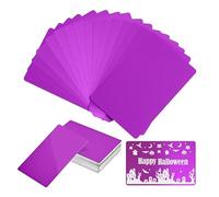 FONLAND 50pcs/Set 0.4mm Thickness Aluminum Metal Business Cards DIY Engraving Card Home Office Supplies Aluminum Blank Laser Blanks for Engraving(Purple)