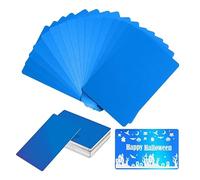 FONLAND 50pcs/Set 0.4mm Thickness Aluminum Metal Business Cards DIY Engraving Card Home Office Supplies Aluminum Blank Laser Blanks for Engraving(Blue)