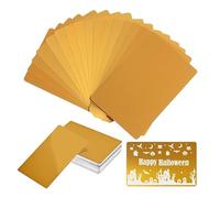 FONLAND 50pcs/Set 0.4mm Thickness Aluminum Metal Business Cards DIY Engraving Card Home Office Supplies Aluminum Blank Laser Blanks for Engraving(Gold)