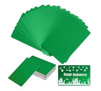 FONLAND 50pcs/Set 0.4mm Thickness Aluminum Metal Business Cards DIY Engraving Card Home Office Supplies Aluminum Blank Laser Blanks for Engraving(Green)