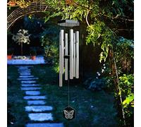 Fonmy Hand Tuned Wind Chime, Durable Wonderful 6 Aluminum Tubes, Perfect Decor for Garden Patio Balcony Outdoor & Indoor, Silver -33" Long