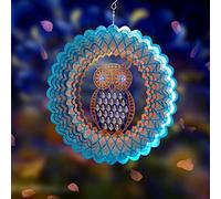 FONMY Owl Metal Sun Catcher Wind Spinner, Hand Painted Stainless Steel with Crystal Beads, Rust Resistant Decoration for Indoor and Outdoor Use, Quality Home Ornament, Multi-Color Sun Catcher