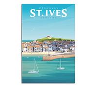 FONNIQ England St Ives Vintage Travel Posters Cornwall Surf BeachCanvas Art Posters Painting Pictures Wall Art Prints,Wall Decor for Bedroom, Home Office Decor Party Gifts12x18inchs(30x45cm)
