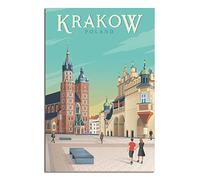 FONNIQ Poland Krakow Vintage Travel Posters Wawel CastleCanvas Art Posters Painting Pictures Wall Art Prints,Wall Decor for Bedroom, Home Office Decor Party Gifts8x12inchs(20x30cm)