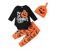 fonoly Baby Boys Halloween Outfit My first Halloween Suits Newborn Baby Girl Outfits (Pumpkin Set, 6-12 Months)