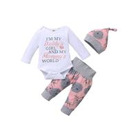 fonoly Newborn Baby Girls Clothes Daddy's Girl Romper Tops and Floral Print Pant and Hat 3PCS Infant Outfits Sets
