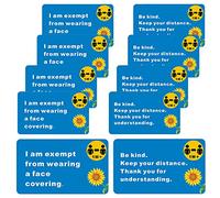 FONOON Face Mask Exemption Badge Holder Card, 5 Pieces - Blue Sunflower Design