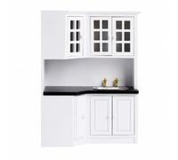 Fonowx 1:12 Scale Miniature Kitchen Cabinet Compact Rustic Dollhouse Sink Farmhouse for Model Photographers, White