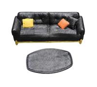 Fonowx 1/64 Scale Resin Sofa with Coffee Table Realistic Miniature Two-Seat Sofa Set Compact Diorama Living Room Furnishing Model, Style A