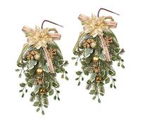 Fonowx 2x Christmas Teardrop Swag Decorations Christmas Artificial Teardrop Wreath Hanging Swag for Front Door Garlands Winter for Festival Xmas Ornaments for Stair Window Mantle Indoor Outdoor Decor