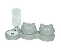 Fonowx 3 in 1 Cat Bowl Set Pet Feeding Bowls Wet Dry Food Bowls Double Cat Bowls for Kitten, Gray
