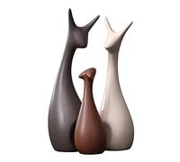 Fonowx 3x Ceramic Ornaments, Simple Animal Figurines Sculpture Deer Statues Collectibles Crafts for Home Bookstore Entrance, Multi, Three Deer