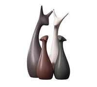 Fonowx 3x Ceramic Ornaments, Simple Animal Figurines Sculpture Deer Statues Collectibles Crafts for Home Bookstore Entrance, Multi, Four Deer
