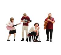 Fonowx 4 Pieces Miniature Figures Band Model Tiny People Figurines Hand-Painted Diorama Resin Desktop Ornaments Realistic Suitable for Collecting Role Play
