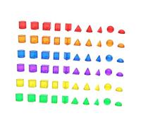 Fonowx 60 Pieces Geometric Solid Blocks 3D Shapes Pattern Blocks Translucent Manipulatives PP Construction Suitable for Kindergarten