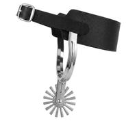 Fonowx Adjustable Riding Equestrian Heel Strap Wheel Cog Alloy And Leather Pair Rounded Wheel Balanced Control Suitable for arena schooling leisure riding , Large