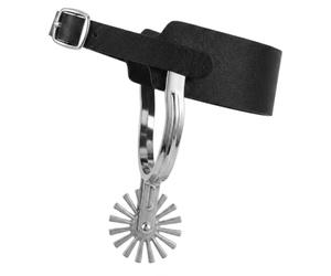 Fonowx Adjustable Riding Equestrian Heel Strap Wheel Cog Alloy And Leather Pair Rounded Wheel Balanced Control Suitable for arena schooling leisure riding , Large