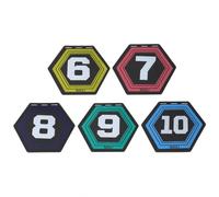 Fonowx Agility Training Marker Hexagonal Field Disc Marker With Printed Numbers And Border Accents Elastomer For agility ladders change of direction work team PE classes, 6-10